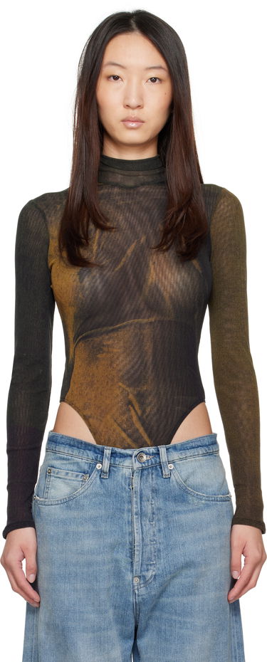 боди Jean Paul Gaultier Jean Paul Gaultier Printed High Neck Bodysuit Кафяво | 25/03-W-TO334-M004P-4812, 0