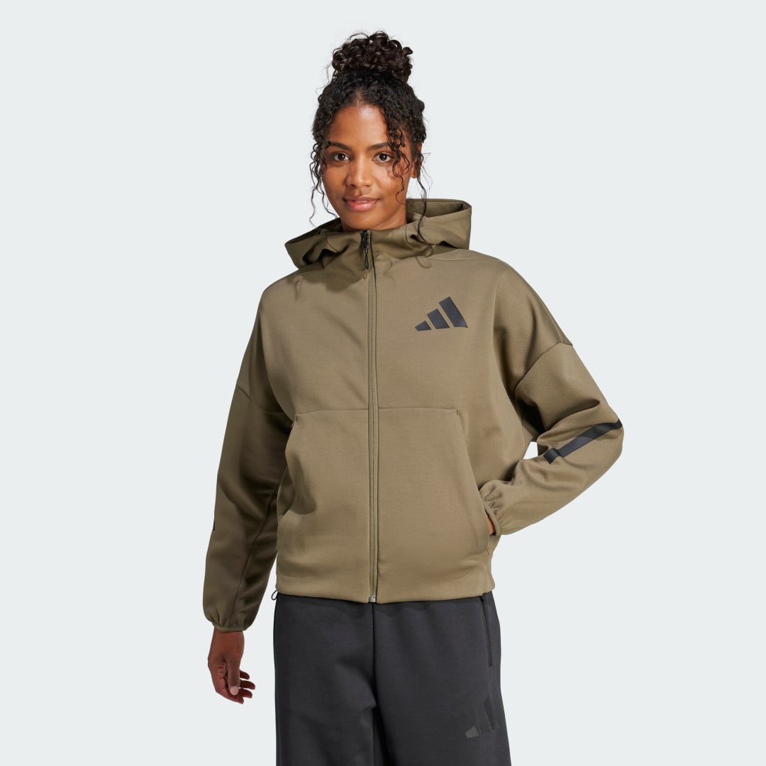 Суитчър adidas Performance Full-Zip Training Hoodie Зелено | JJ4750, 1