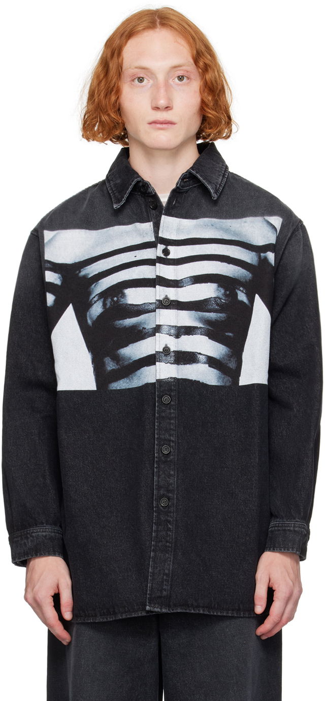 Jean Paul Gaultier 'The Body Marinière' Print Denim Shirt