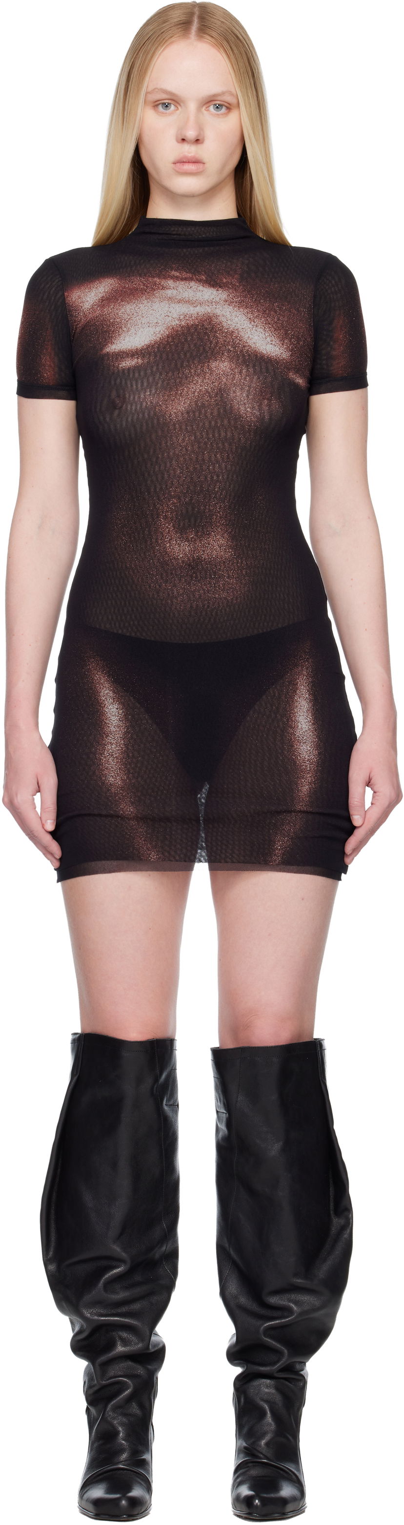 Pокля Jean Paul Gaultier Jean Paul Gaultier The Short Bronze Body Dust Minidress Черно | 25/04-W-DR052-M010P-0060