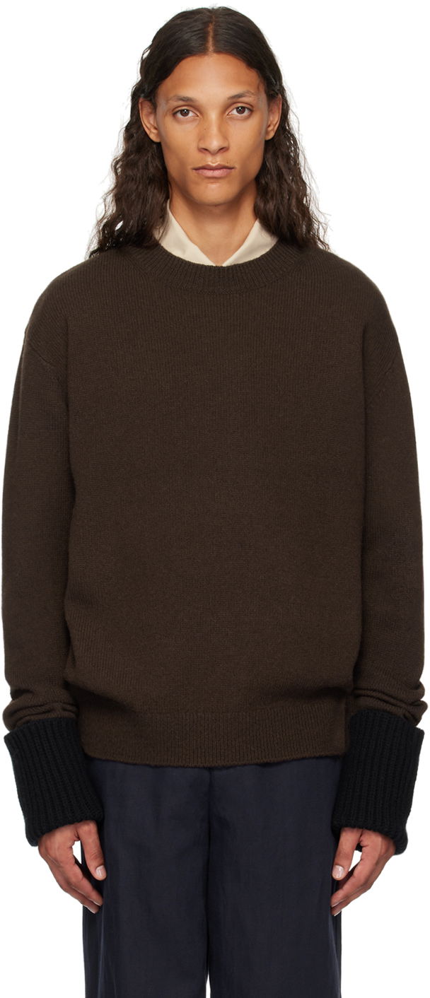 Пуловер Dries Van Noten Rolled Cuff Sweater Кафяво | 242-021256-9707, 0