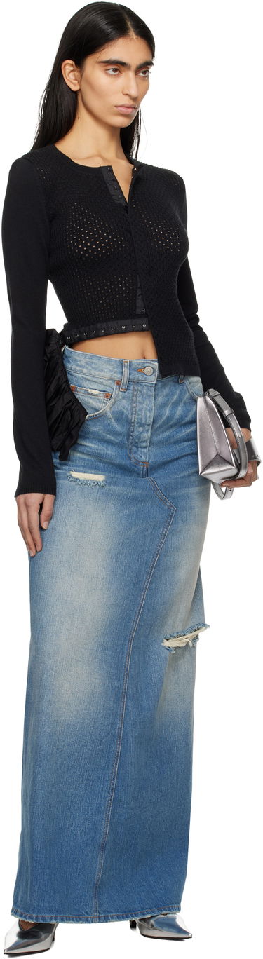 Пола Maison Margiela MM6 Maison Margiela Twisted Maxi Denim Skirt Синьо | S52MI0016 M30016, 3