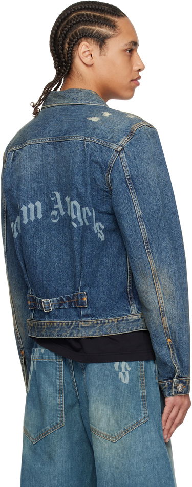 Яке Palm Angels Palm Angels Curved Logo Denim Jacket Синьо | PMYE055S25DEN0014540, 2
