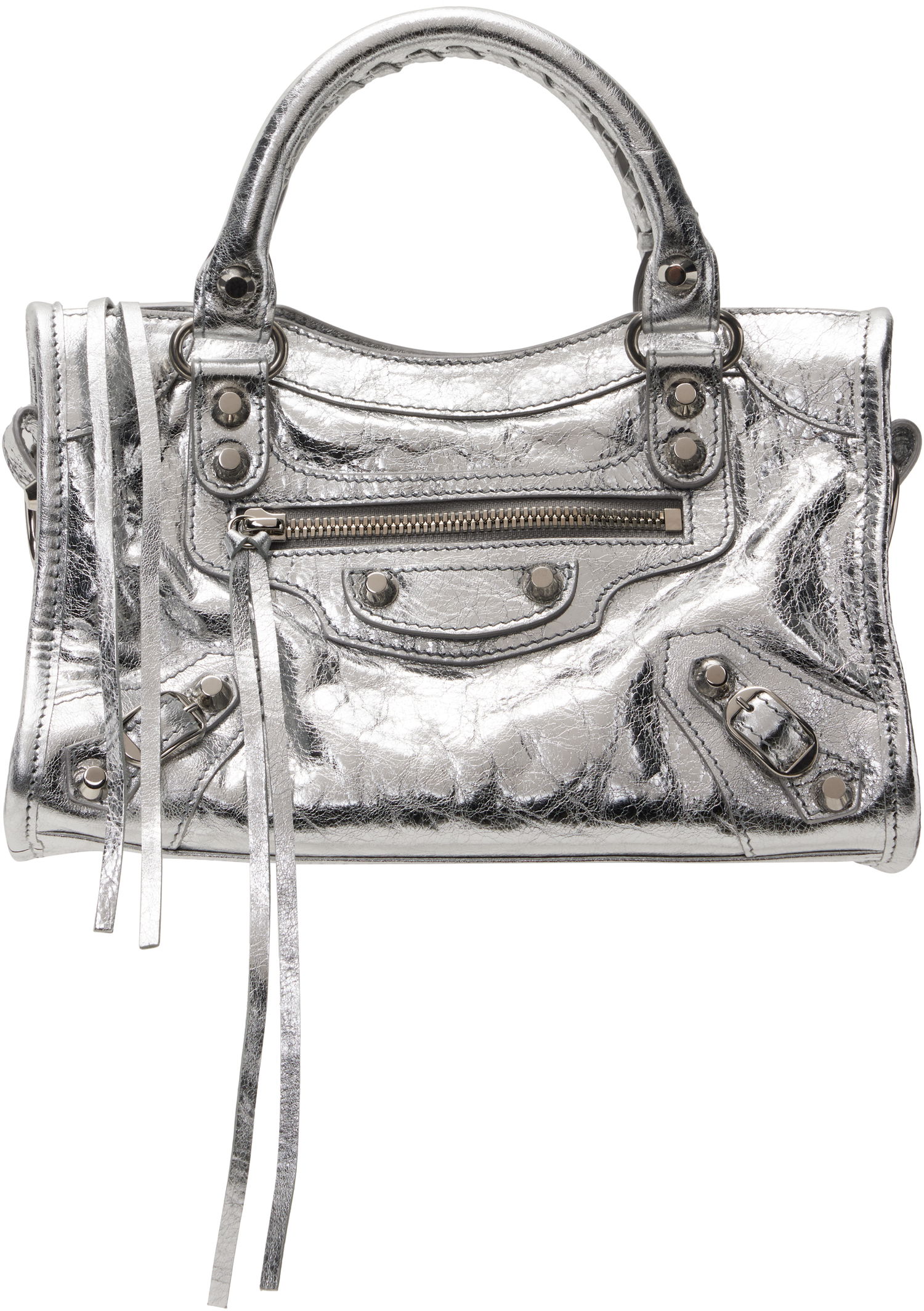 Дамска чанта Balenciaga 'Le City' Silver Mini Leather Bag Металик | 806395 2AA9R, 0