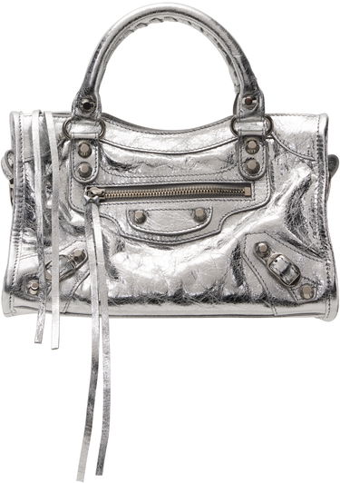Дамска чанта Balenciaga 'Le City' Silver Mini Leather Bag Металик | 806395 2AA9R, 0
