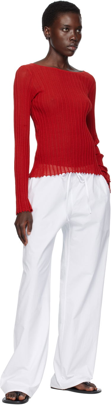 Тениска Loulou de Saison Loulou de Saison Mabille Ribbed Knit Top Червено | MABILLE, 3