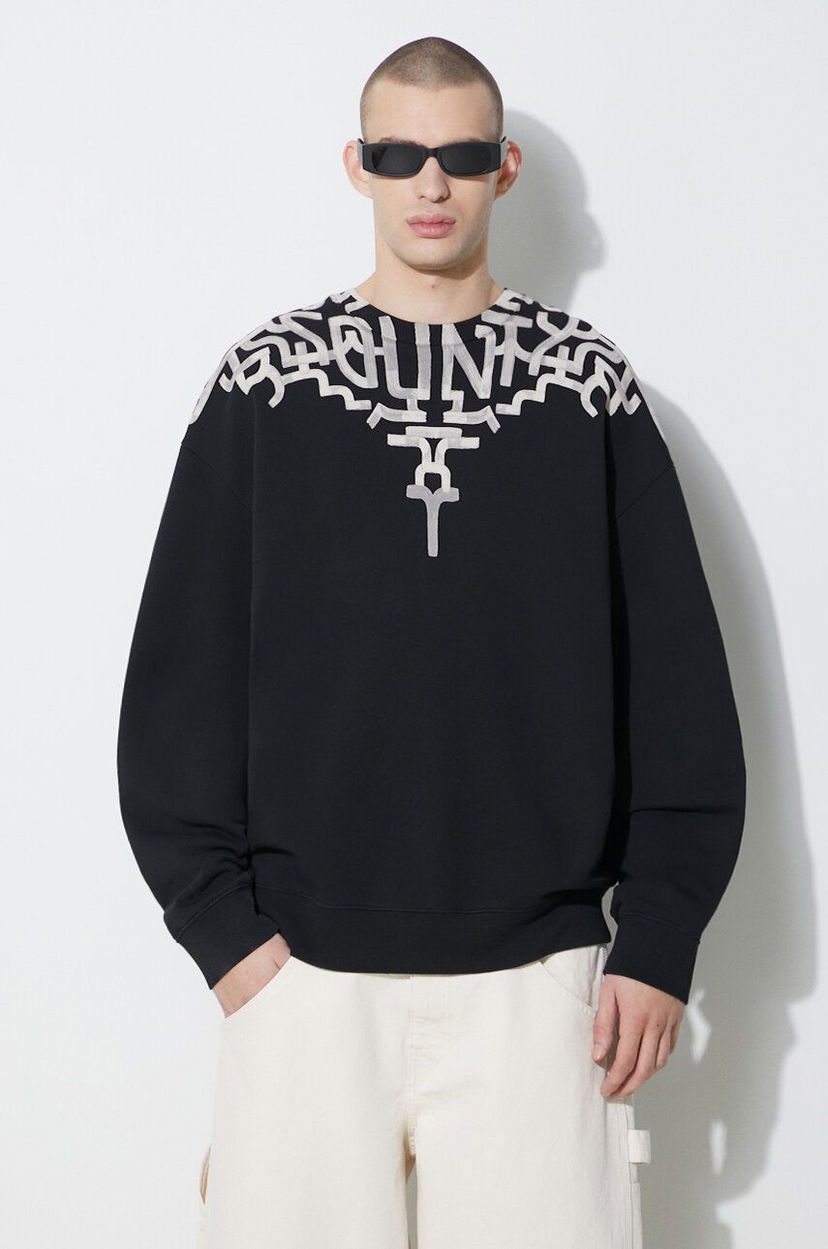 Суитчър Marcelo Burlon Wings Comfort Crew Sweatshirt Черно | CMBA097S24FLE001100C