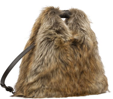 Дамска чанта Maison Margiela MM6 Maison Margiela Triangle Crossbody Faux-Fur Bag Кафяво | SB6WD0026P8486, 1
