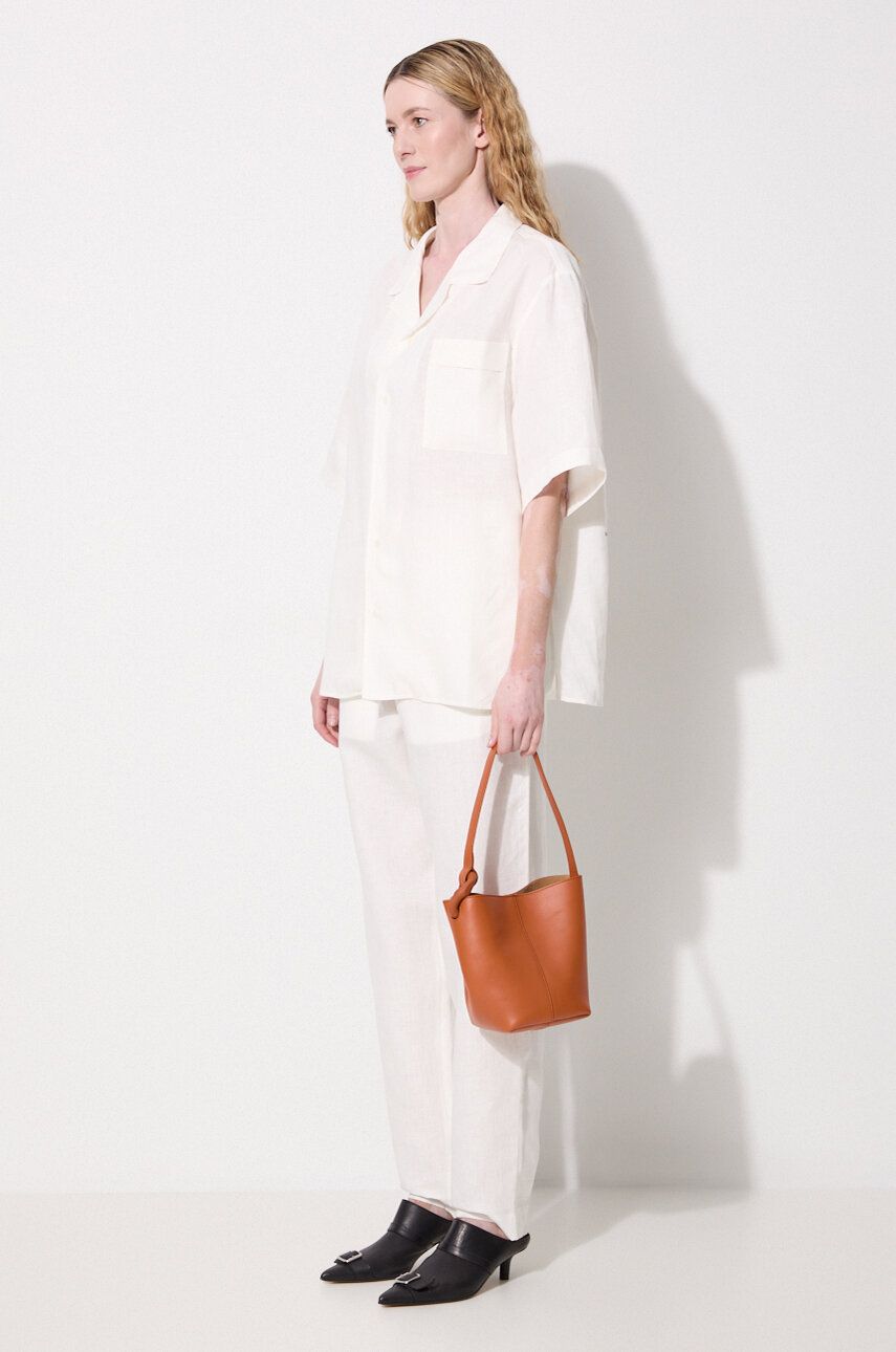 Панталони PANGAIA Pangaia DNA Linen High Waist Trousers Бяло | 10001914, 1