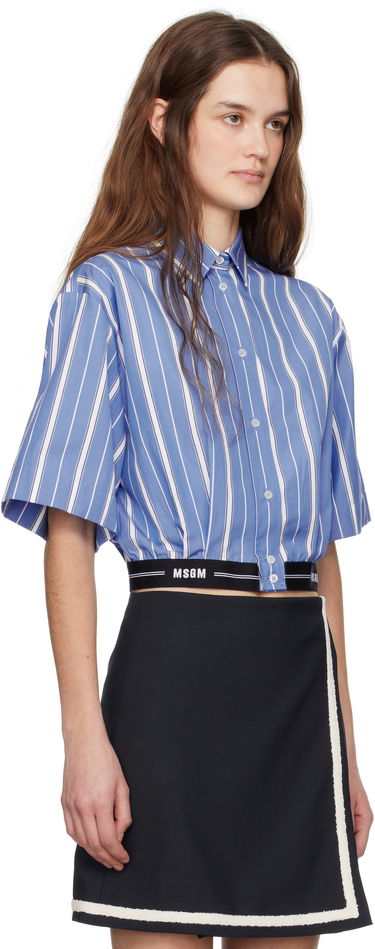 Риза MSGM MSGM Cropped Striped Shirt Синьо | 3841MDE18 257117, 1