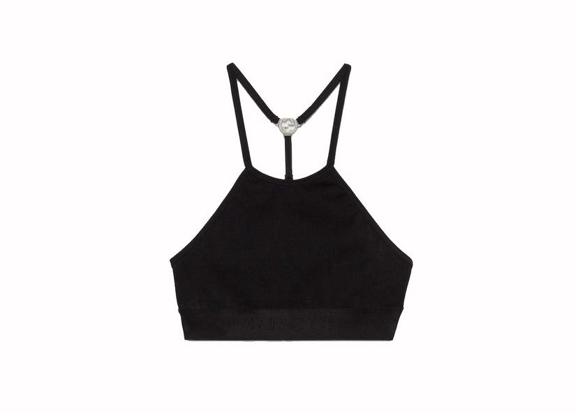 Тениска Gucci Nylon Jersey Crop Top Black Черно | 772425 XUAJ3 1000