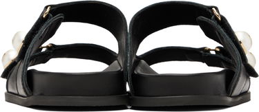 Кецове и обувки Jimmy Choo Fayence Pearl-Embellished Leather Flat Sandals Черно | FAYENCE SANDAL, 1