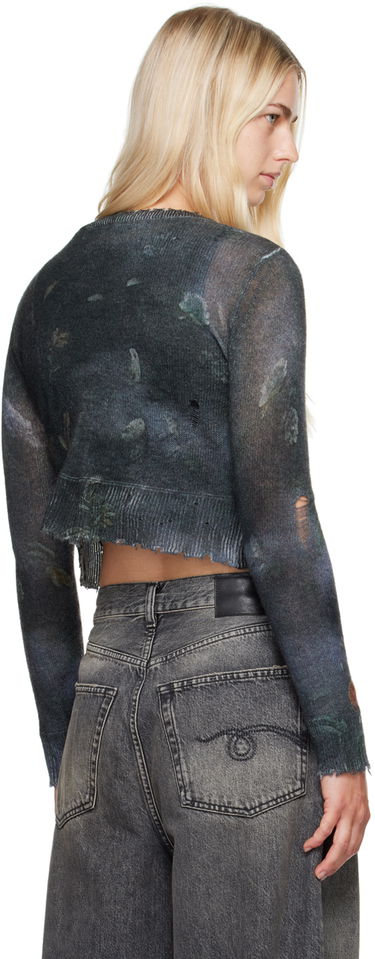 Пуловер R13 R13 Cropped Distressed Cardigan Сиво | R13WY041-Y157A, 2