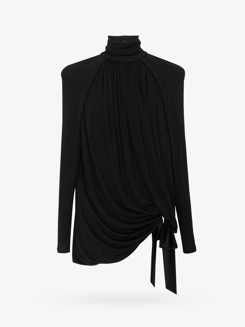 Pокля Saint Laurent Draped Asymmetric Dress Черно | 744258Y6H331000