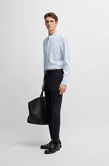 Риза BOSS Slim Fit Linen Blend Twill Shirt Синьо | 50539233, 1