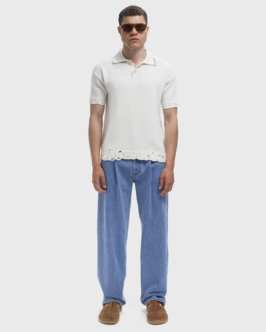 Поло тениска Marni Marni Distressed Knit Polo Shirt Бяло | POMG0071Q0-00W01, 2