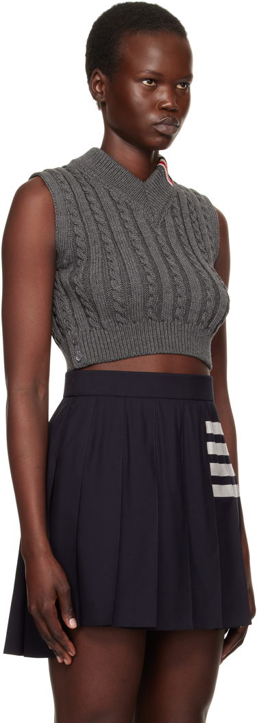 Пола Thom Browne Cable Cropped V-Neck Vest Синьо | FKV202A-Y1024, 1