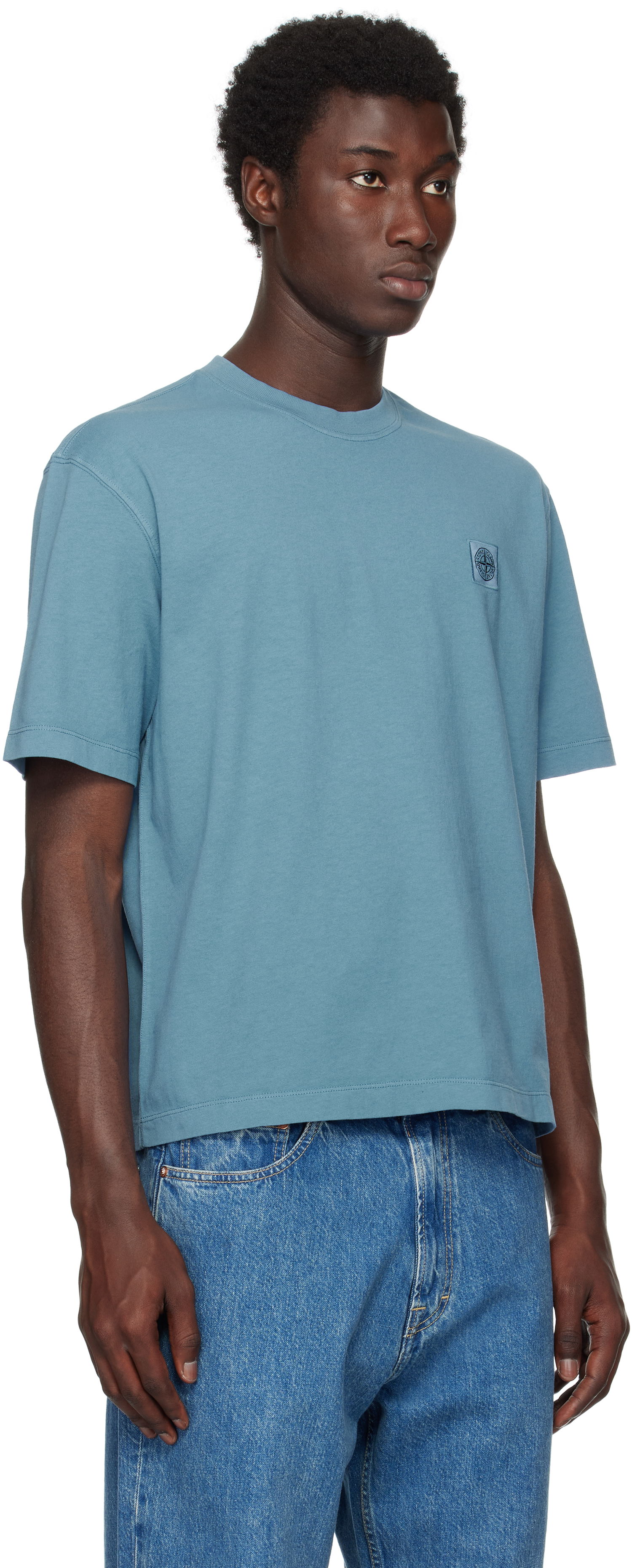 Тениска Stone Island Stone Island Organic Cotton 'Fissato' T-Shirt Синьо | K2S15 2100025 S0115, 1