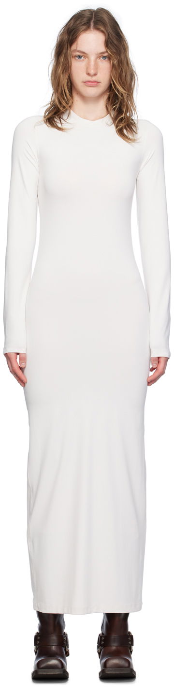 Pокля Acne Studios Off-White Crewneck Maxi Dress Бяло | A20707-