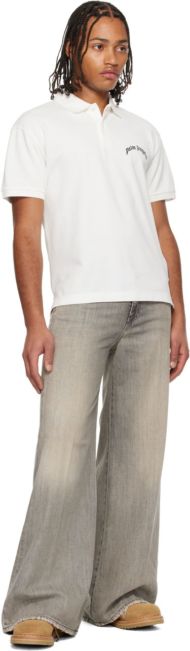 Поло тениска Palm Angels Curved Logo Polo Бяло | PMGB02AF25FAB0020310, 3