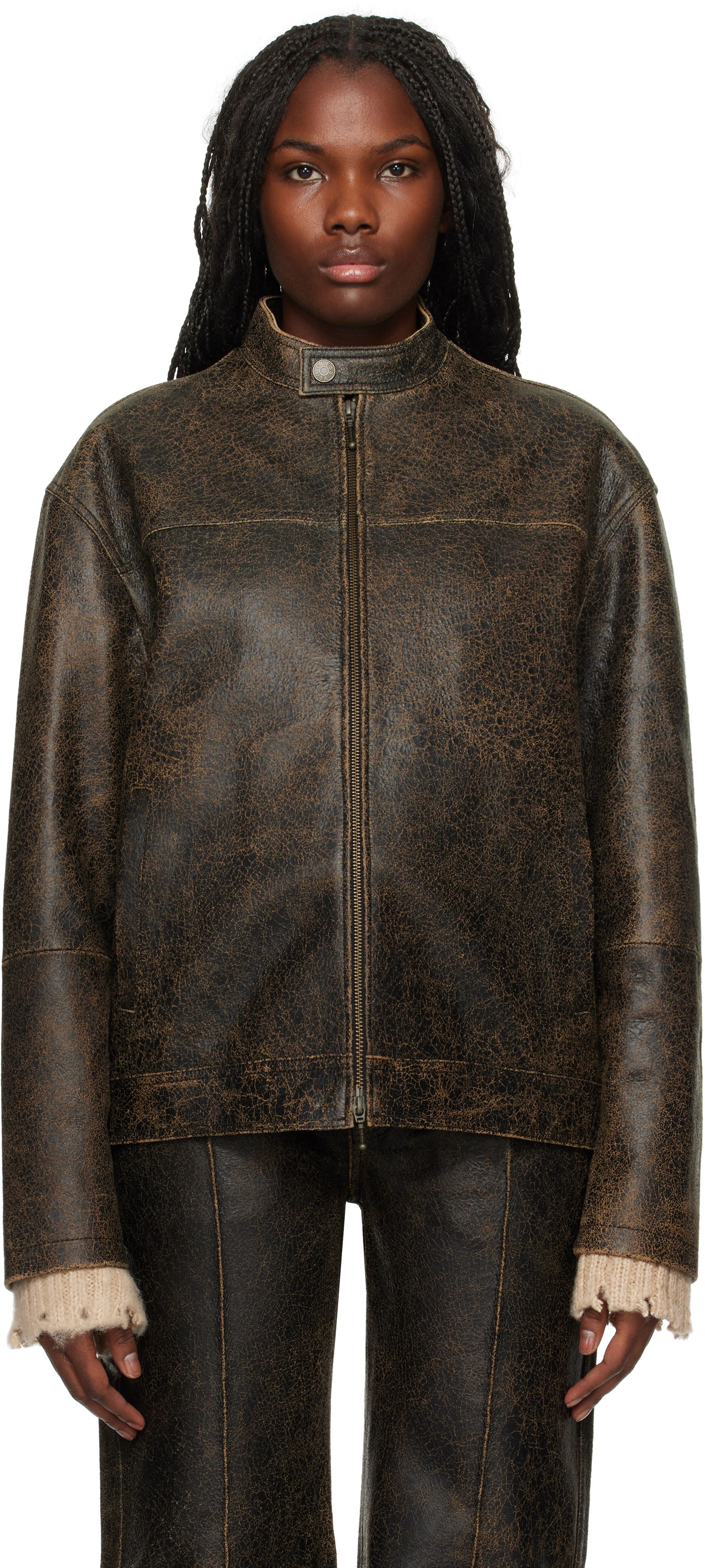 Яке GUESS Moto Leather Jacket Кафяво | W4BN44L0R10, 0
