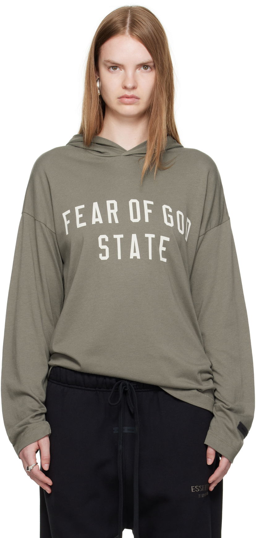 Суитчър Fear of God ESSENTIALS State Long Sleeve Hoodie Зелено | 125SP257177FW