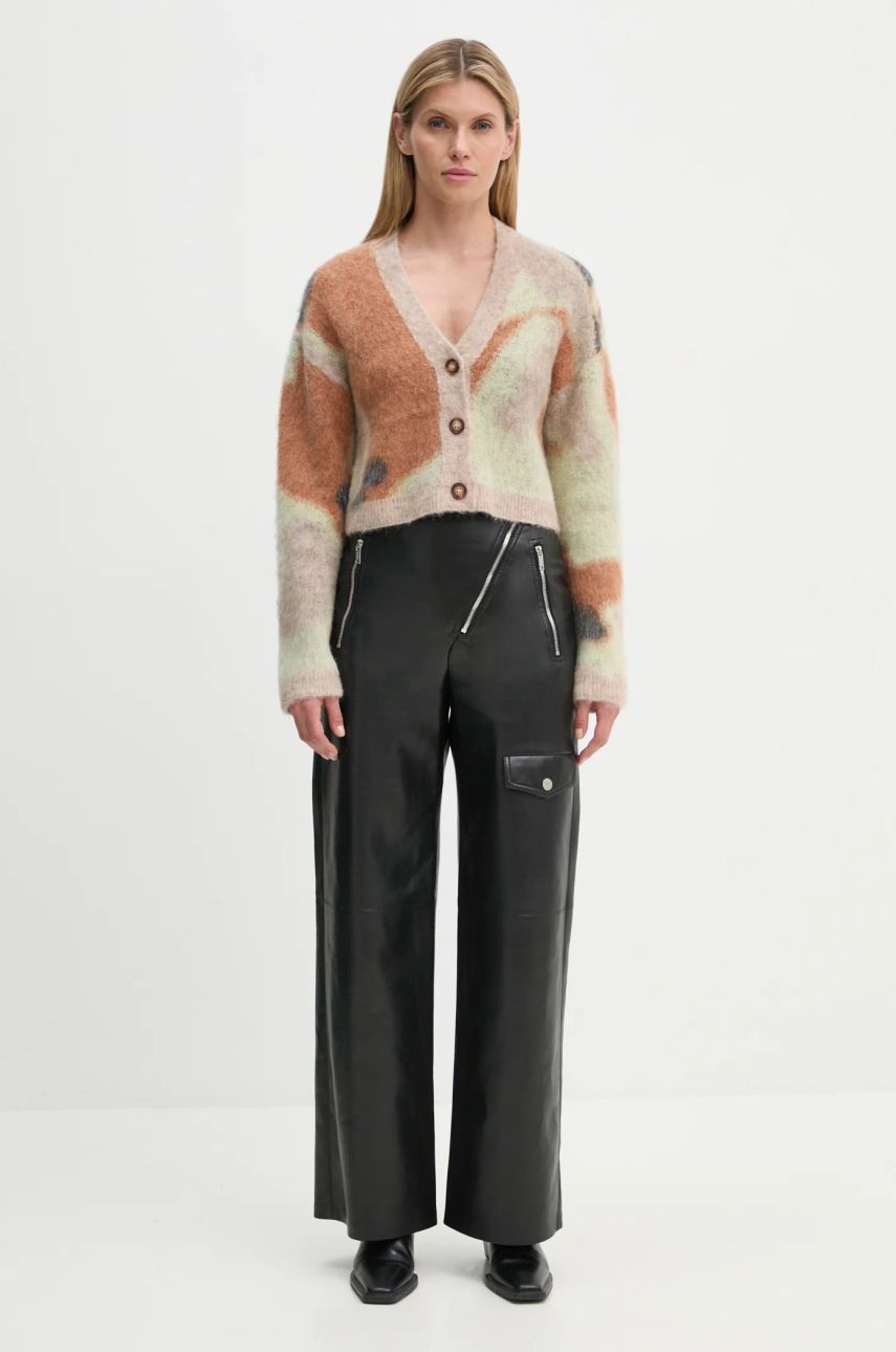 Пуловер Nanushka Abstract Print Cropped Cardigan Кафяво | NW24FWSW44376, 1