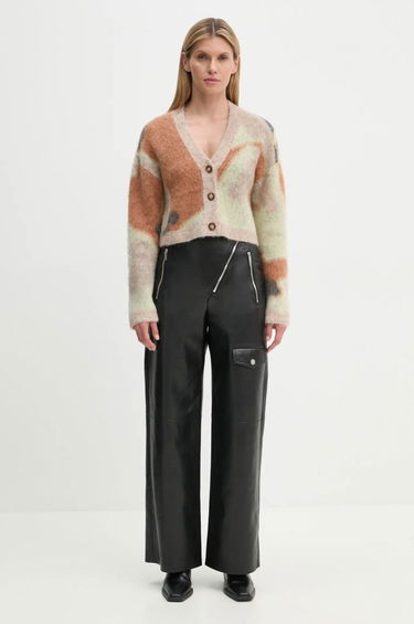 Пуловер Nanushka Abstract Print Cropped Cardigan Кафяво | NW24FWSW44376, 1