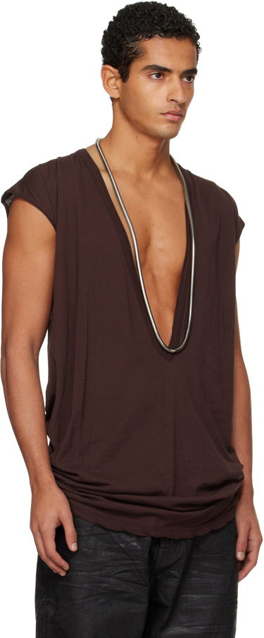 Тениска Rick Owens DRKSHDW Concordians Dylan Deep V-neck T-shirt Кафяво | DU02E7157 BH, 1