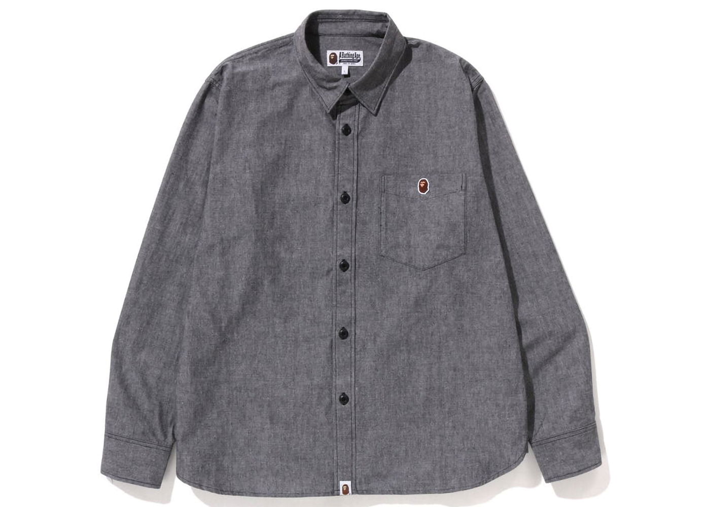 Риза BAPE One Point Relaxed Fit Chambray Shirt Сиво | 1I70-131-002, 0