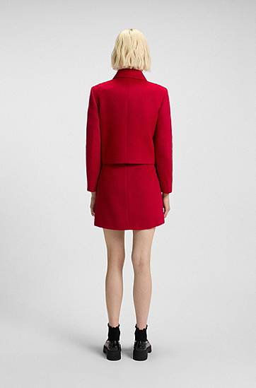 Яке BOSS Regular-fit cropped jacket with metallic buttons Червено | 50547602, 1