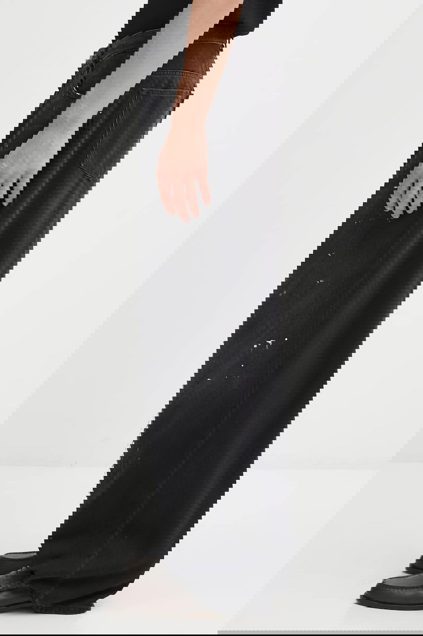 Дънки Maison Margiela MM6 Maison Margiela Wide-Leg Distressed Paint Splatter Jeans with Front Seam Detail Черно | SH0LA0011.M30011.966, 1