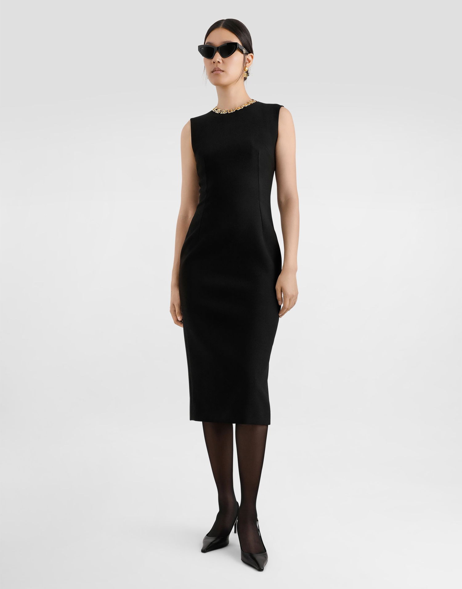 Pокля Dolce & Gabbana Dolce & Gabbana Wool Sleeveless Dress with Leopard Print Detail Черно | F6GASTGDCSXN0000, 1