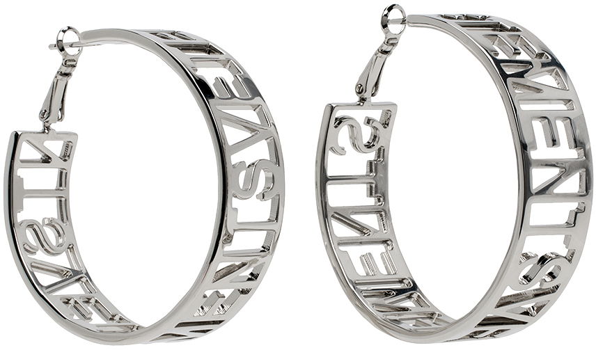 Обеци VETEMENTS Small Logo Hoop Earrings Сиво | UE64EA180S, 1