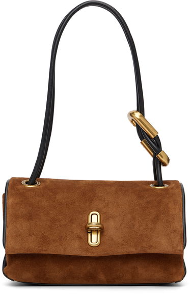 Дамска чанта Marc Jacobs The Suede Mini Dual Flap Bag with Gold-Tone Clasp Кафяво | 2F5HSH040H01, 0