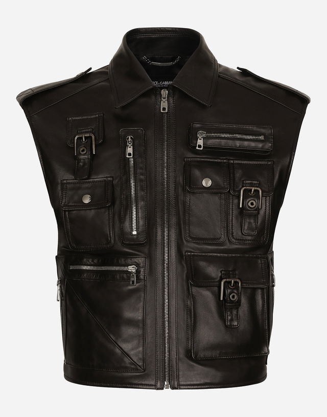 Dolce & Gabbana Multi-Pocket Leather Vest