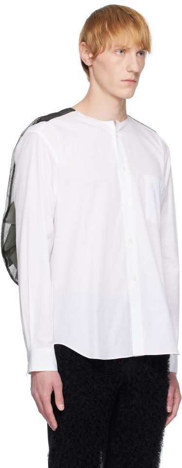 Риза Comme des Garçons Homme Plus Broad & Tulle Cotton Cloth Collarless Shirt Бяло | PO-B013-051, 1
