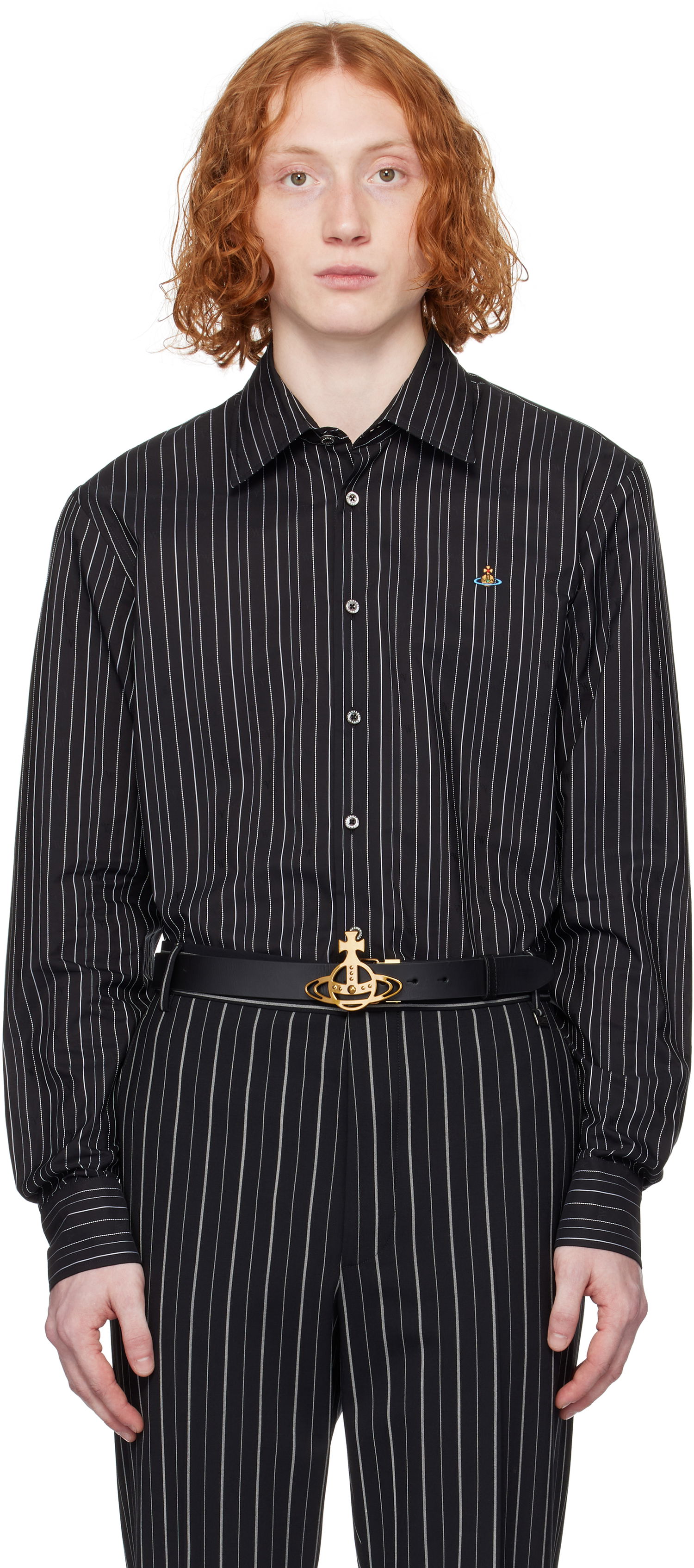 Риза Vivienne Westwood Vivienne Westwood Pinstripe Button-Down Shirt Черно | 2401000J-W0126-, 0