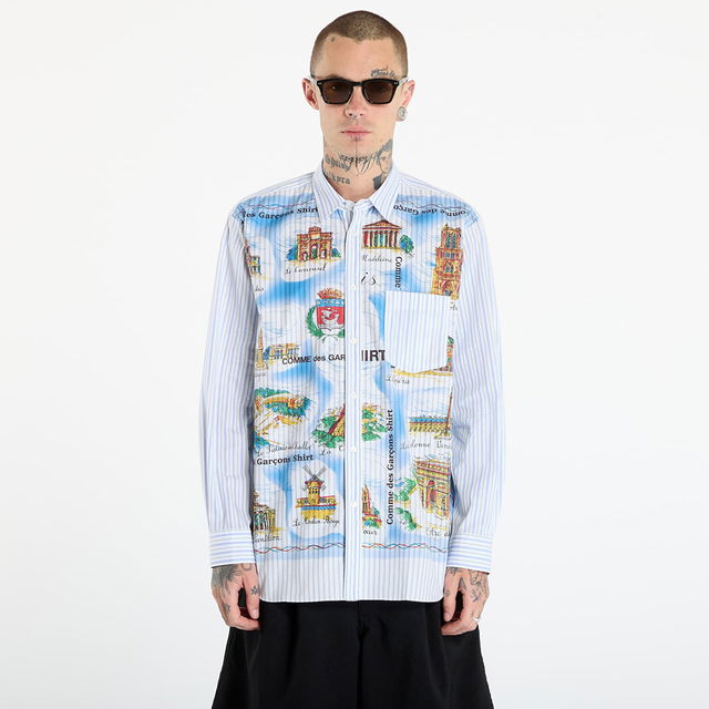 Comme des Garçons SHIRT Striped Shirt With Paris Map Print
