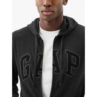 Суитчър GAP French Terry Fullzip Logo Hoodie B85 Charcoal Heather Grey Сиво | 868454-04, 2