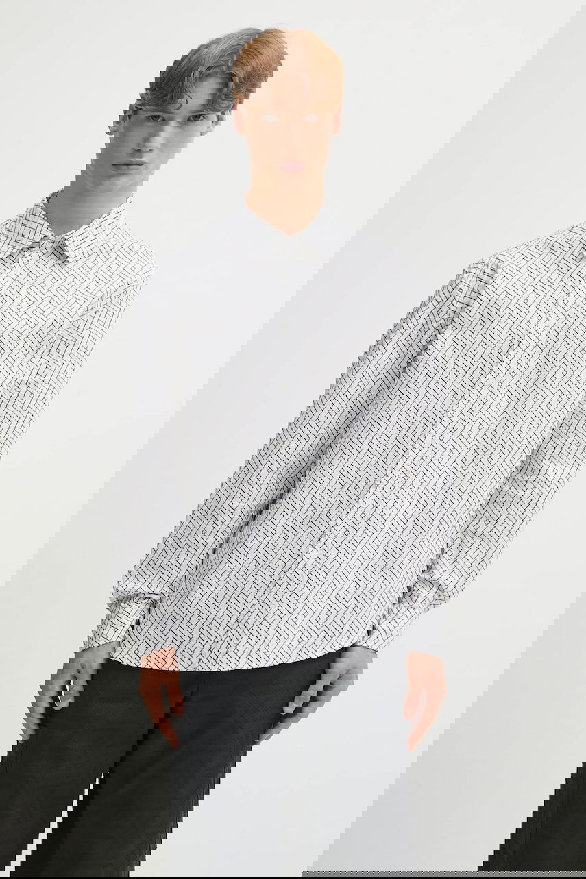 Риза KENZO Weave Relaxed Fit Shirt with Classic Collar Бяло | FF65CH4029JD, 0