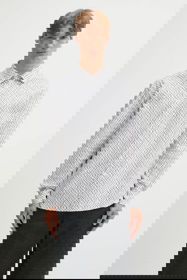 Риза KENZO Weave Relaxed Fit Shirt with Classic Collar Бяло | FF65CH4029JD, 0