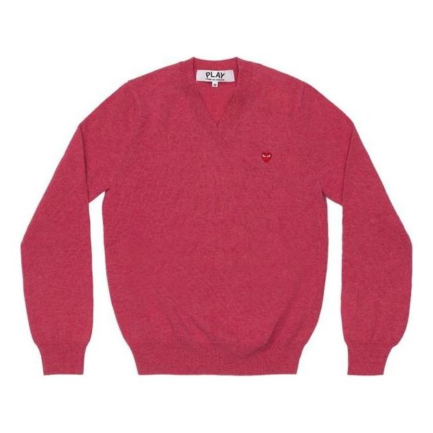 Пуловер Comme des Garçons COMME des GARCONS PLAY V-Neck Pullover with Small Red Heart Розово | AZ-N077-051-4