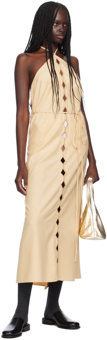 Pокля Baserange Halterneck Cutout Maxi Dress Бежово | DRCEL-WS-AU24, 3