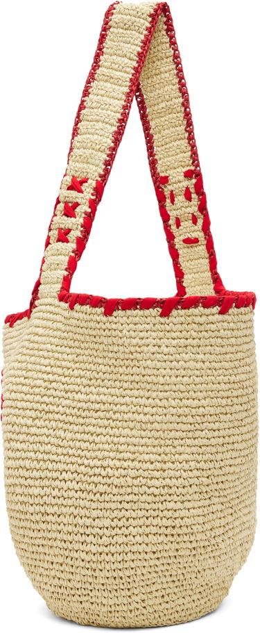 Голяма пазарска чанта Marni Nassa Medium Woven Raffia-Effect Tote with Red Embroidery Многоцветен | SBMP0256A0 P8561, 2