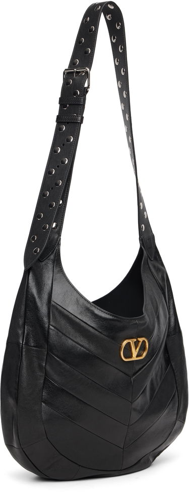 Чанта през рамо Valentino Garavani Boho Nappa Leather VLogo Studded Hobo Bag Черно | 7W0B0S29GHA, 1