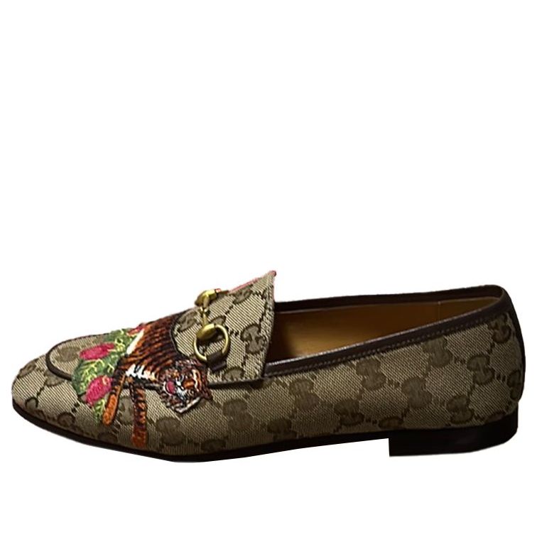 Кецове и обувки Gucci Gucci Embroidered Round Toe Loafers Бежово | 687584-KY980-9763