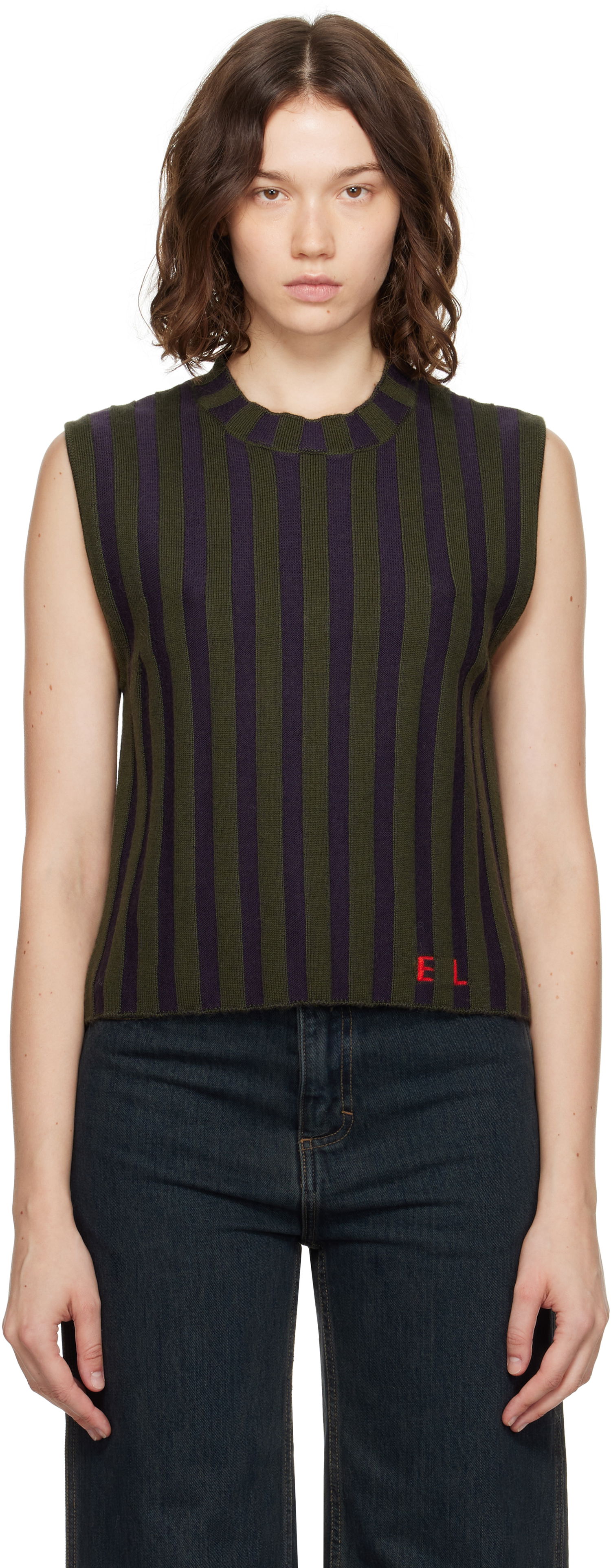 Потник Eckhaus Latta Eckhaus Latta Striped Sleeveless Top Зелено | 8025-EL-PF25-M -, 0