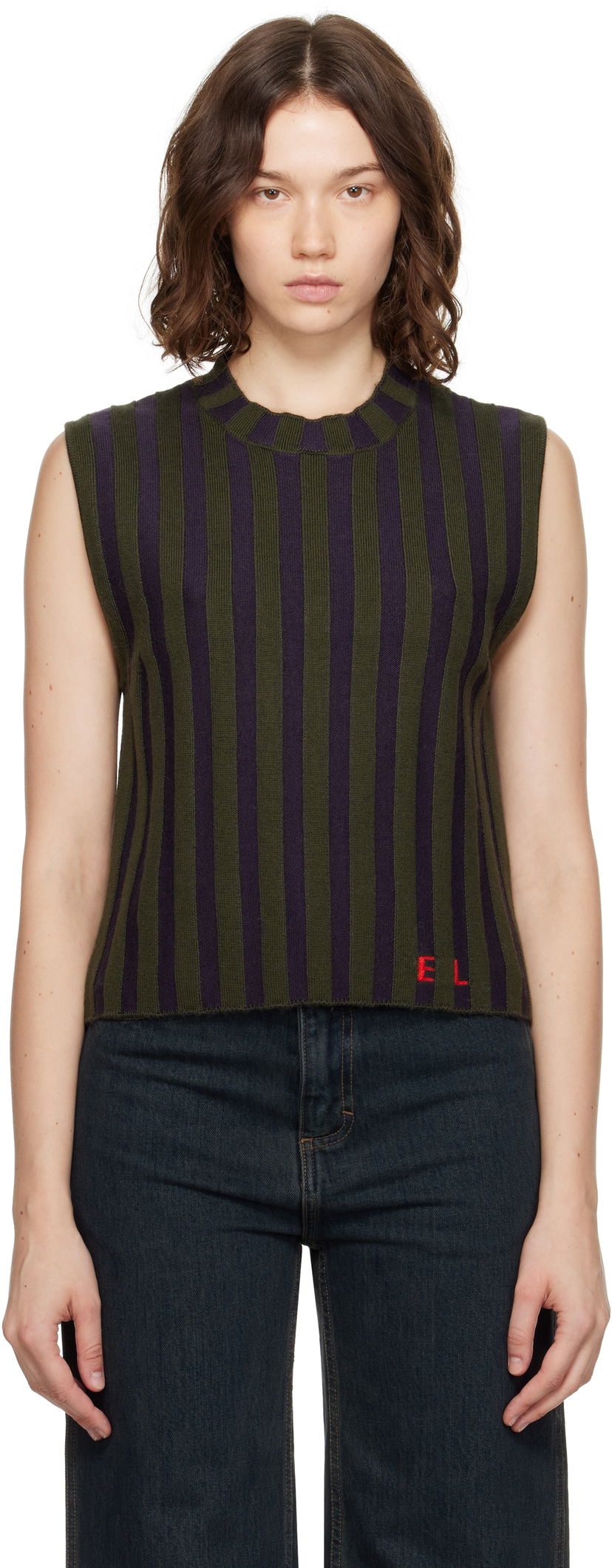 Потник Eckhaus Latta Eckhaus Latta Striped Sleeveless Top Зелено | 8025-EL-PF25-M -