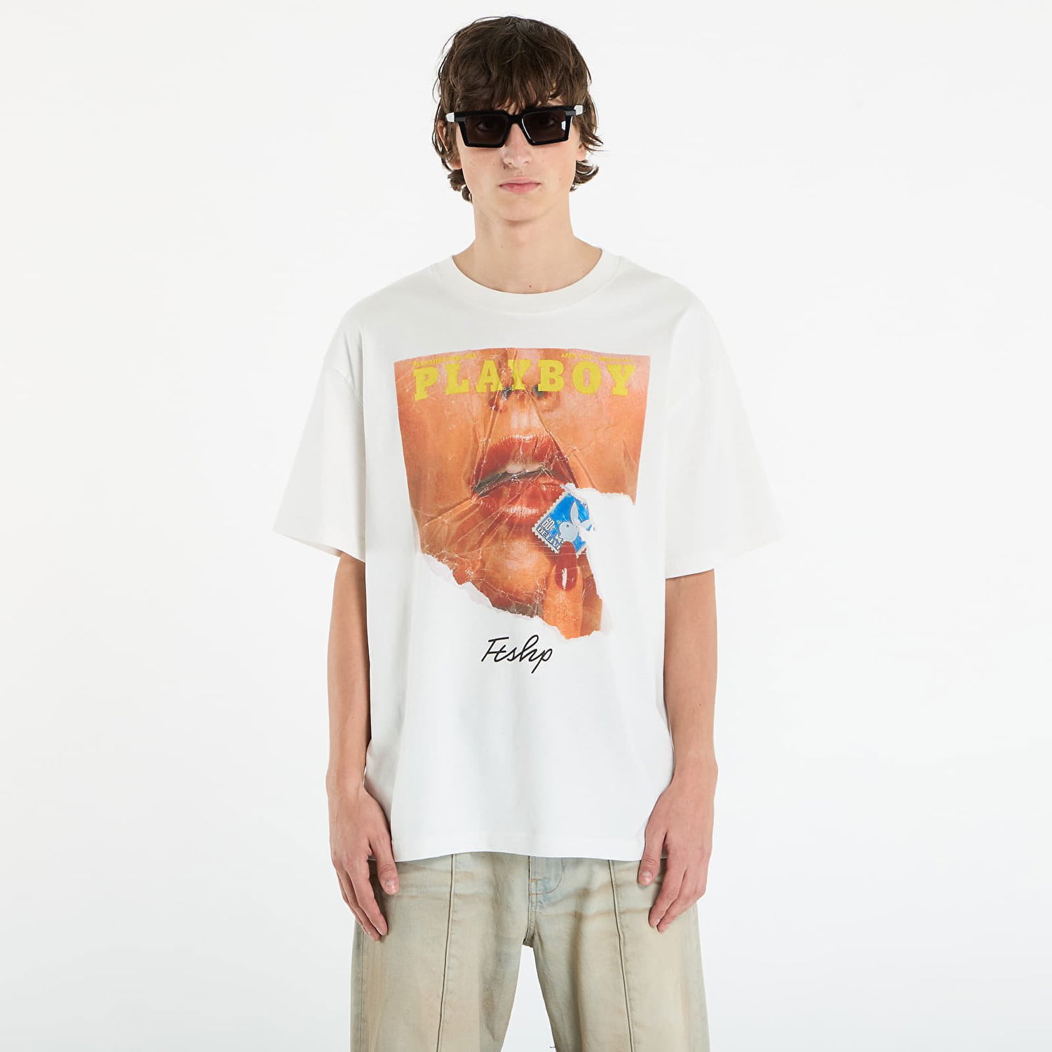 Тениска Footshop Playboy x FTSHP Cover Tee 1973/4 UNISEX Off-White Бяло | FTSHP_522, 0